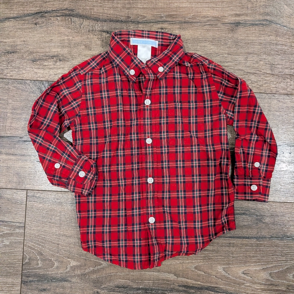 Janie & Jack 12-18 Month Christmas Boy Button Down Shirt Top Holiday